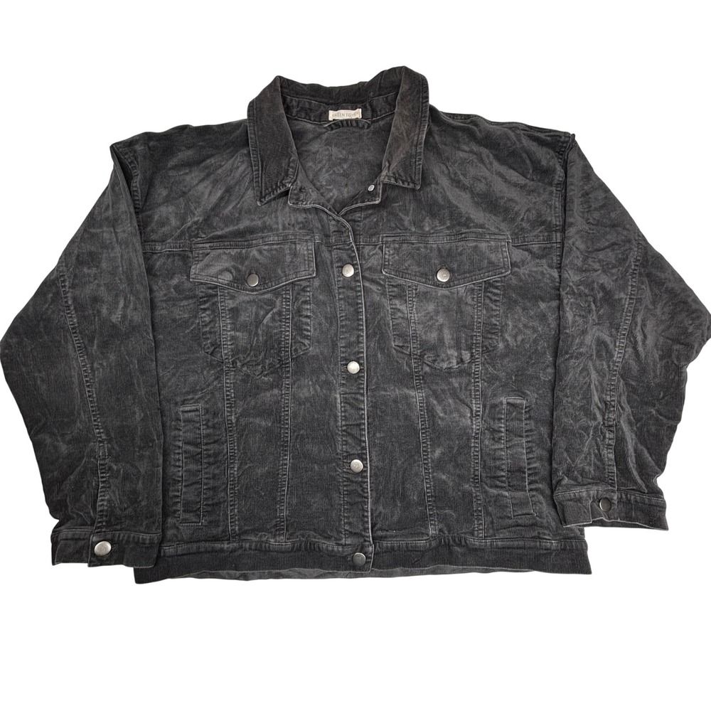 Eileen Fisher Corduroy‎ Organic Cotton Jacket Womens XL Charcoal Gray Boho EUC